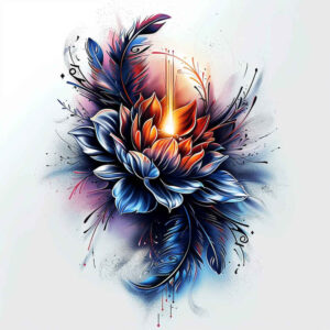 lotus-with-flowers – tattoo design ideas free ai generated – gentle – for-wrist-side – Gallery: lotuses-inkby-ai