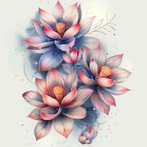 lotus-with-flowers – tattoo design ideas free ai generated – refined – for-thigh – Gallery: lotuses-inkby-ai