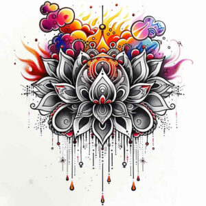 lotus-with-leaves – tattoo design ideas free ai generated – dainty – for-full-back – Gallery: lotuses-inkby-ai
