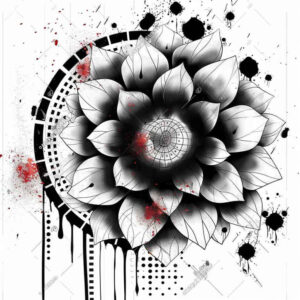 lotus-with-light-effect – tattoo design ideas free ai generated – dotwork – for-biceps – Gallery: lotuses-inkby-ai