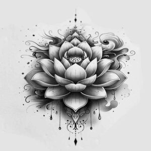 lotus-with-light-effect – tattoo design ideas free ai generated – simple-form – for-stomach – Gallery: lotuses-inkby-ai