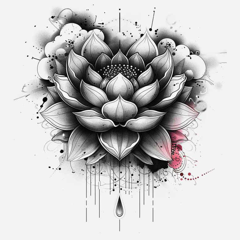 lotus-with-light-effect – tattoo design ideas free ai generated – small-detail – for-lower-leg – Gallery: lotuses-inkby-ai
