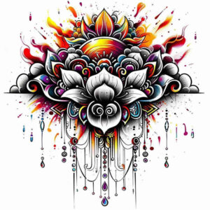 lotus-with-organic-lines – tattoo design ideas free ai generated – simple-icon – for-scapula – Gallery: lotuses-inkby-ai