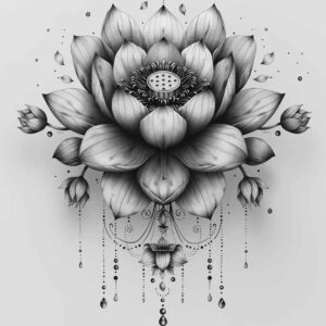 lotus-with-ornament – tattoo design ideas free ai generated – concise – for-arm – Gallery: lotuses-inkby-ai