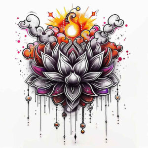 lotus-with-ornament – tattoo design ideas free ai generated – soft-touch – for-back-shoulder – Gallery: lotuses-inkby-ai