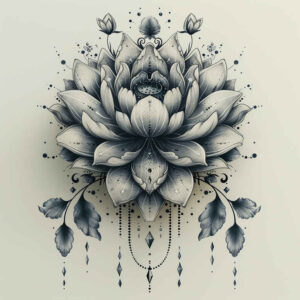 lotus-with-ornament – tattoo design ideas free ai generated – subtle-shape – for-heel – Gallery: lotuses-inkby-ai