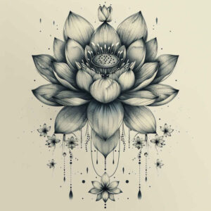 lotus-with-ornamentation – tattoo design ideas free ai generated – concise – for-upper-shoulder – Gallery: lotuses-inkby-ai