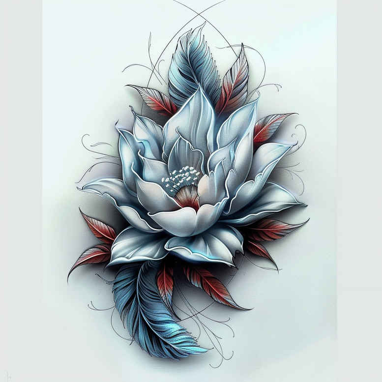 lotus-with-shading – tattoo design ideas free ai generated – tiny-detail – for-heel – Gallery: lotuses-inkby-ai