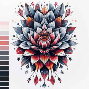 lotus-with-wave – tattoo design ideas free ai generated – micro-design – for-wrist – Gallery: lotuses-inkby-ai