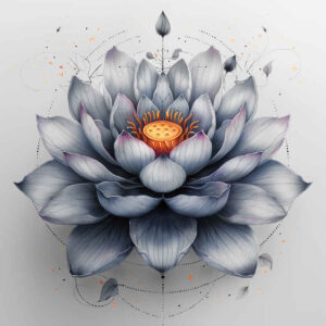 lotus-with-wavy-line – tattoo design ideas free ai generated – fine-line – for-calf – Gallery: lotuses-inkby-ai