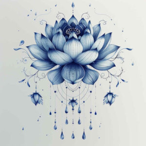 lotus-with-wavy-line – tattoo design ideas free ai generated – outline-only – for-lower-back – Gallery: lotuses-inkby-ai
