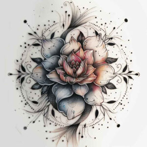 lotus-with-wavy-line – tattoo design ideas free ai generated – subtle – for-collarbone – Gallery: lotuses-inkby-ai