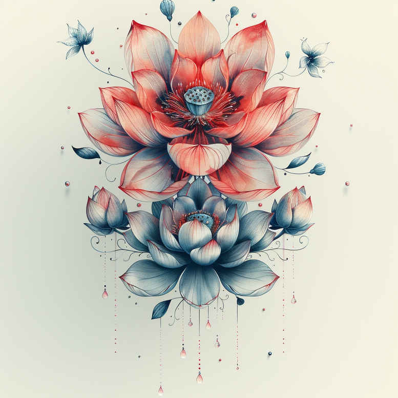 minimalist-lotus – tattoo design ideas free ai generated – discreet-ink – for-upper-back – Gallery: lotuses-inkby-ai