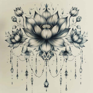 spiritual-lotus – tattoo design ideas free ai generated – airy-touch – for-nape – Gallery: lotuses-inkby-ai