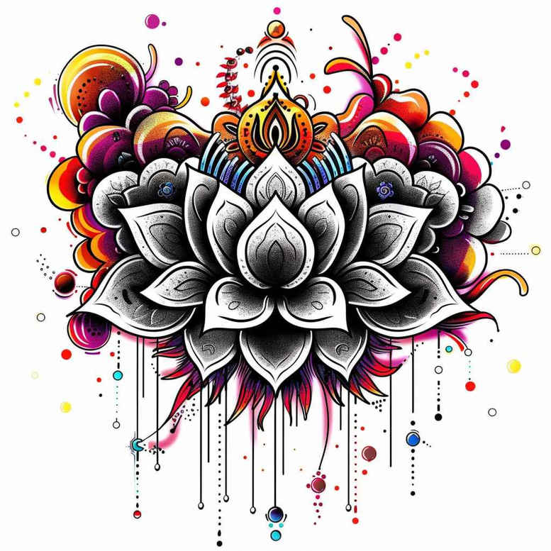 spiritual-lotus – tattoo design ideas free ai generated – gentle – for-back-shoulder – Gallery: lotuses-inkby-ai