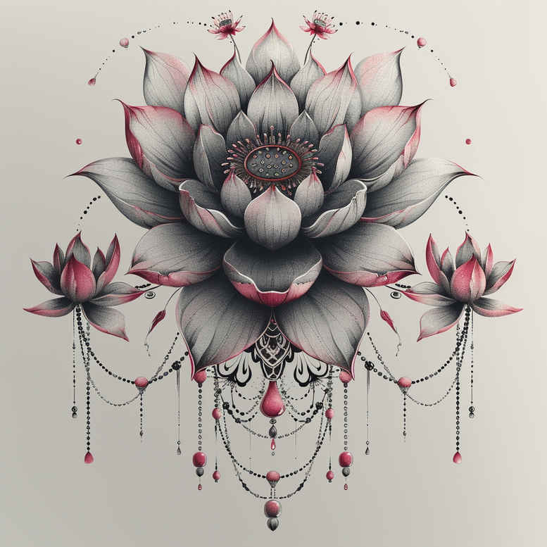 lotuses tattoo design ideas fine dot layered stands for endurance
