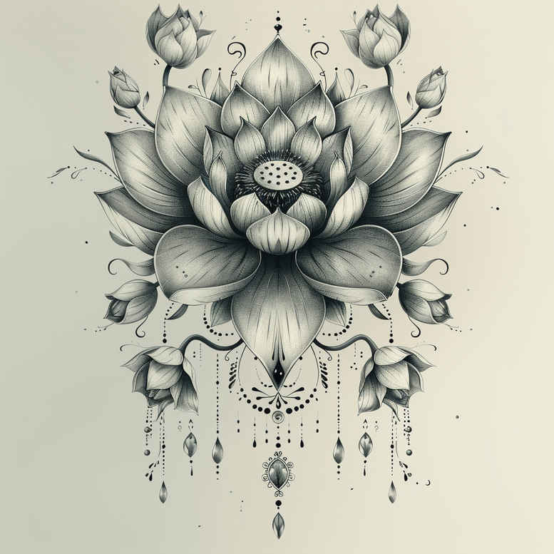 lotuses tattoo design ideas no fill smooth symbolising perseverance
