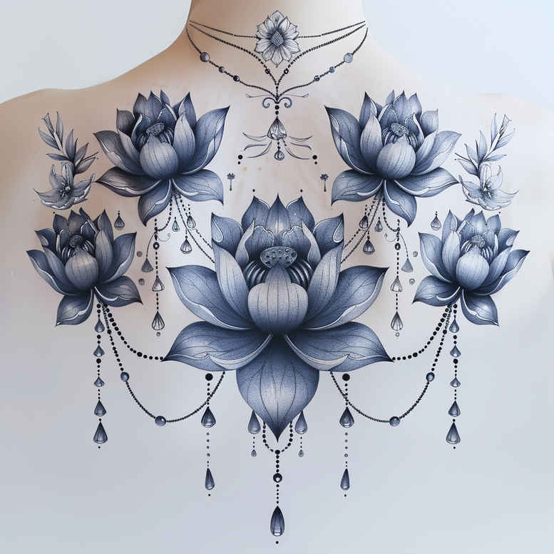 lotuses tattoo design ideas micro line soft edges for temple