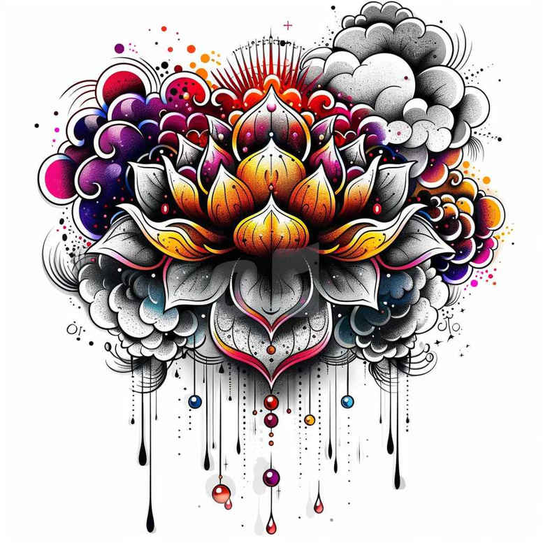 lotuses tattoo design ideas simple form soft gradients perseverance and power