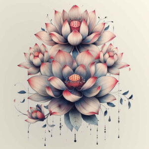 lotuses tattoo design ideas micro line symbolic for back of neck