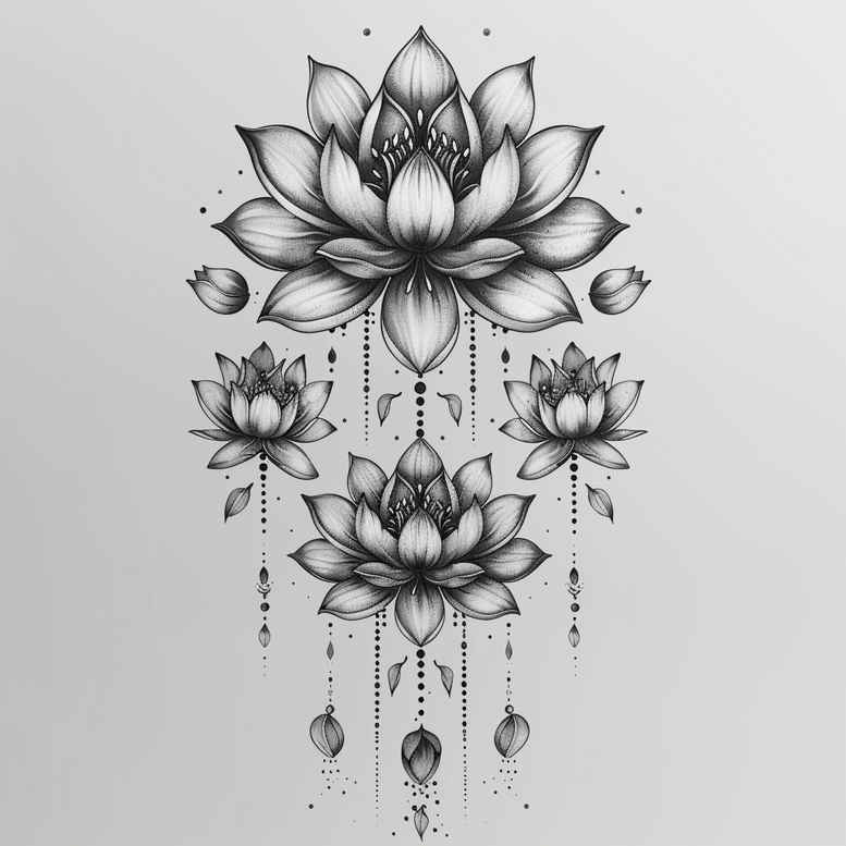 lotuses tattoo design ideas no shading symbolic meaning stands for endurance