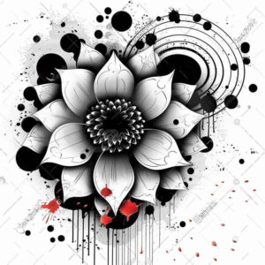 water-flower – tattoo design ideas free ai generated – fine-dot – for-full-back – Gallery: lotuses-inkby-ai
