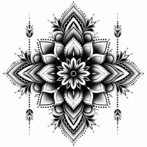 blooming-center – tattoo design ideas free ai generated – radial-symmetry – for-lower-arm – Gallery: mandalas-and-similar-inkby-ai