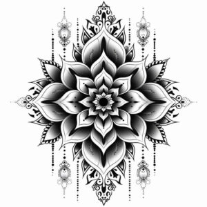 centerpiece – tattoo design ideas free ai generated – micro-mandala – for-upper-chest – Gallery: mandalas-and-similar-inkby-ai
