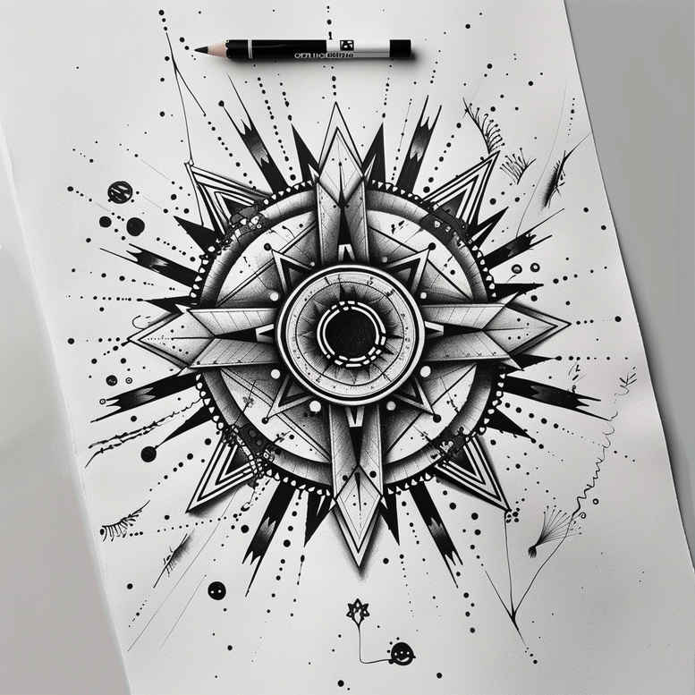 circle-segments – tattoo design ideas free ai generated – ornamental-rays – for-neck – Gallery: mandalas-and-similar-inkby-ai