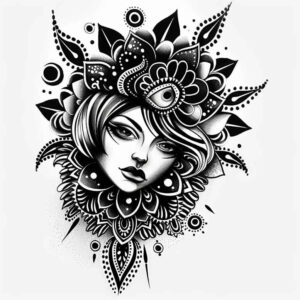 circle-segments – tattoo design ideas free ai generated – sacred-symbol – for-sternum – Gallery: mandalas-and-similar-inkby-ai