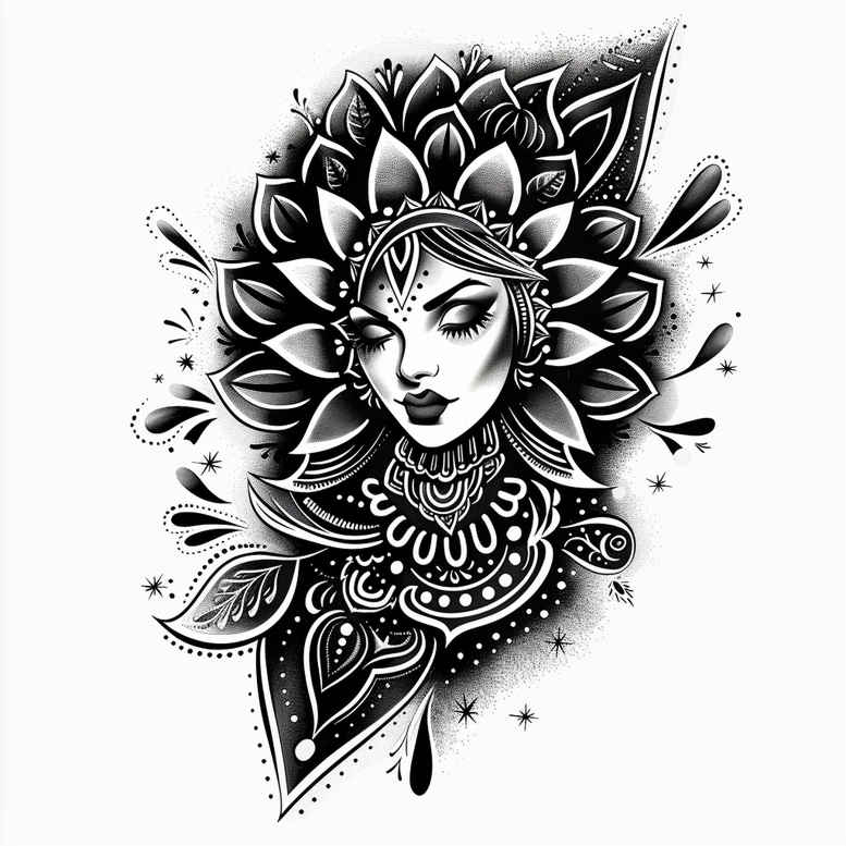 circular-grid – tattoo design ideas free ai generated – delicate-arcs – for-biceps – Gallery: mandalas-and-similar-inkby-ai