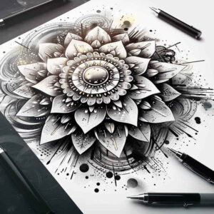 circular-lace – tattoo design ideas free ai generated – ornamental-web – for-arm – Gallery: mandalas-and-similar-inkby-ai