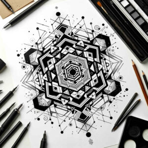 fractal – tattoo design ideas free ai generated – dynamic-center – for-temple – Gallery: mandalas-and-similar-inkby-ai