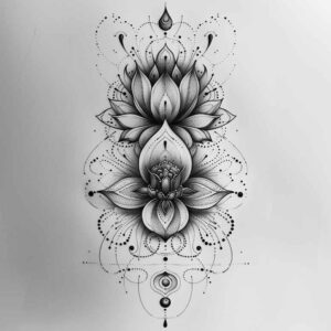sacred-symbol – tattoo design ideas free ai generated – geometric-lace – for-calf – Gallery: mandalas-and-similar-inkby-ai