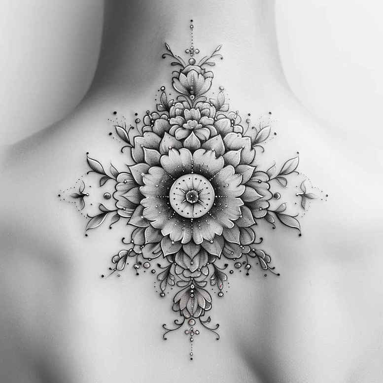 mandalas-and-similar tattoo design ideas repetition artistic detail for lower thigh