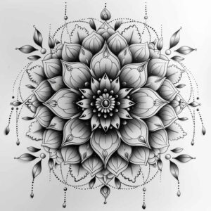 transcendent – tattoo design ideas free ai generated – geometric-lace – for-thigh – Gallery: mandalas-and-similar-inkby-ai