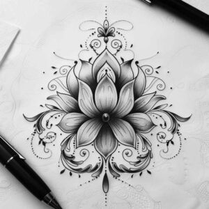 unbroken-circle – tattoo design ideas free ai generated – engraved-motif – for-behind-ear – Gallery: mandalas-and-similar-inkby-ai