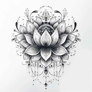 wavy-lines – tattoo design ideas free ai generated – kaleidoscope – for-sternum – Gallery: mandalas-and-similar-inkby-ai