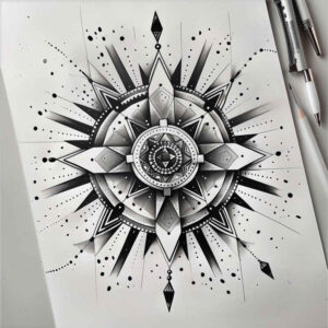 wavy-lines – tattoo design ideas free ai generated – spiritual-focus – for-upper-shoulder – Gallery: mandalas-and-similar-inkby-ai