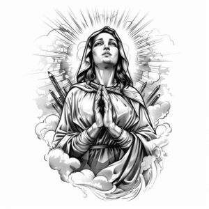 artistic-mary – tattoo design ideas free ai generated – ink-realism – for-upper-back – Gallery: mary-inkby-ai