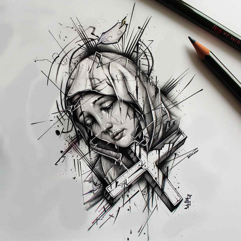 artistic-mary – tattoo design ideas free ai generated – micro-realism – for-full-back – Gallery: mary-inkby-ai