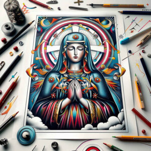 artistic-mary – tattoo design ideas free ai generated – natural-tones – for-calf – Gallery: mary-inkby-ai