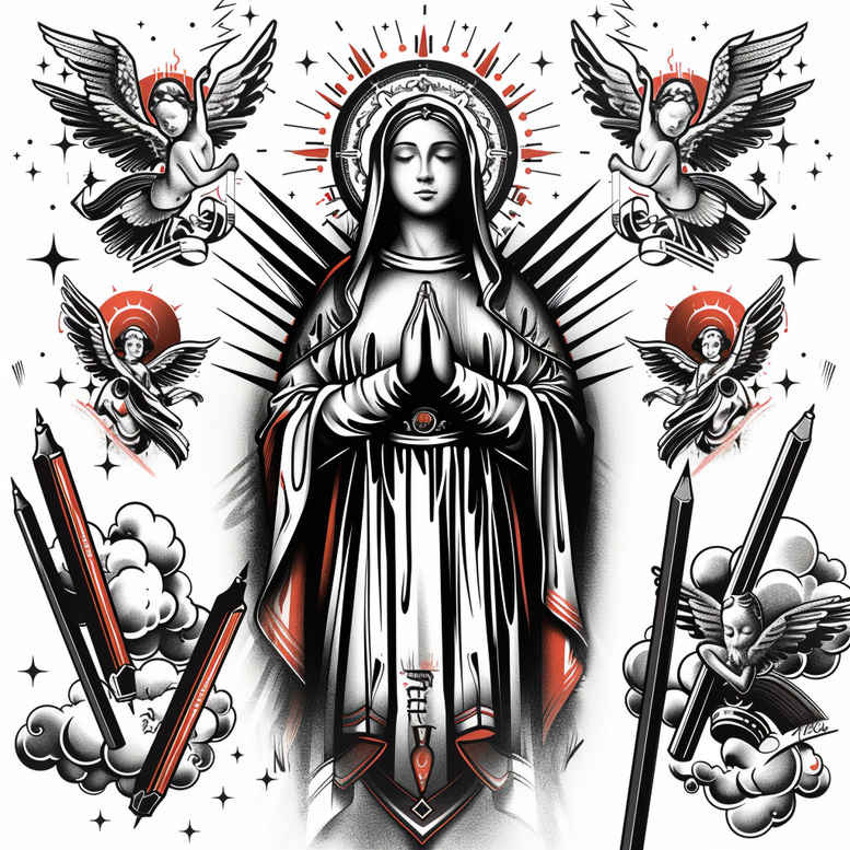 artistic-mary – tattoo design ideas free ai generated – photographic-quality – for-hand – Gallery: mary-inkby-ai