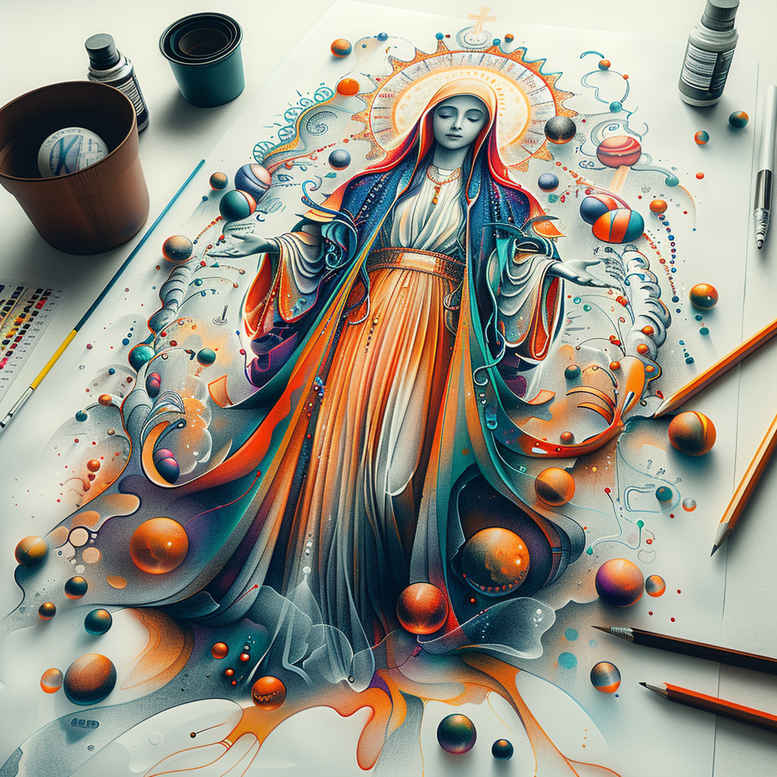 artistic-mary – tattoo design ideas free ai generated – refined-contrast – for-back-shoulder – Gallery: mary-inkby-ai
