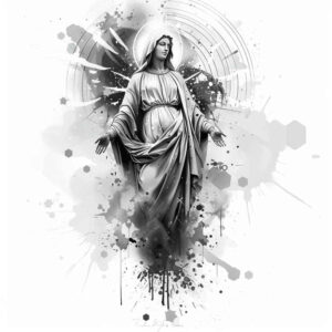 artistic-mary – tattoo design ideas free ai generated – ultra-sharp – for-shin – Gallery: mary-inkby-ai