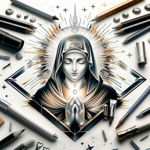 figure-of-mary – tattoo design ideas free ai generated – detailed-rendering – for-hip – Gallery: mary-inkby-ai