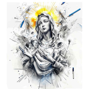 figure-of-mary – tattoo design ideas free ai generated – perfect-proportions – for-upper-back – Gallery: mary-inkby-ai