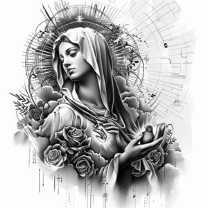 madonna – tattoo design ideas free ai generated – delicate-highlight – for-ankle – Gallery: mary-inkby-ai