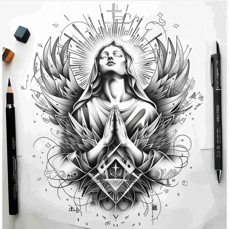 madonna – tattoo design ideas free ai generated – realistic-color – for-wrist – Gallery: mary-inkby-ai