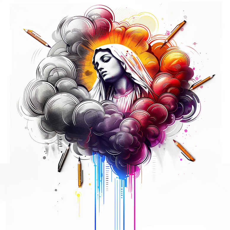 madonna – tattoo design ideas free ai generated – reflective-light – for-spine – Gallery: mary-inkby-ai